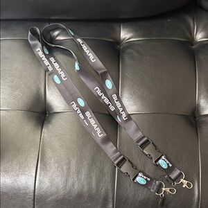 Subaru Black Lanyard with Blue Logo 2pack Set